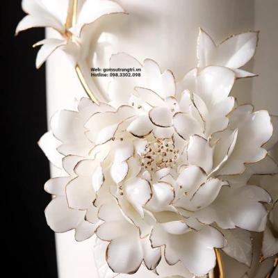 BÌNH SỨ XƯƠNG THỦ CÔNG HOẠ TIẾT HOA MẪU ĐƠN